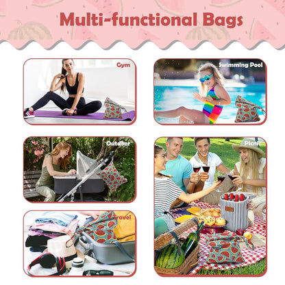 ALVA 2pcs Cloth Diaper Wet Dry Bags Waterproof Reusable with Two Zippered Pockets Travel Beach Pool Daycare Soiled Baby Items Yoga Gym Bag for Swimsuits or Wet Clothes L-B1929