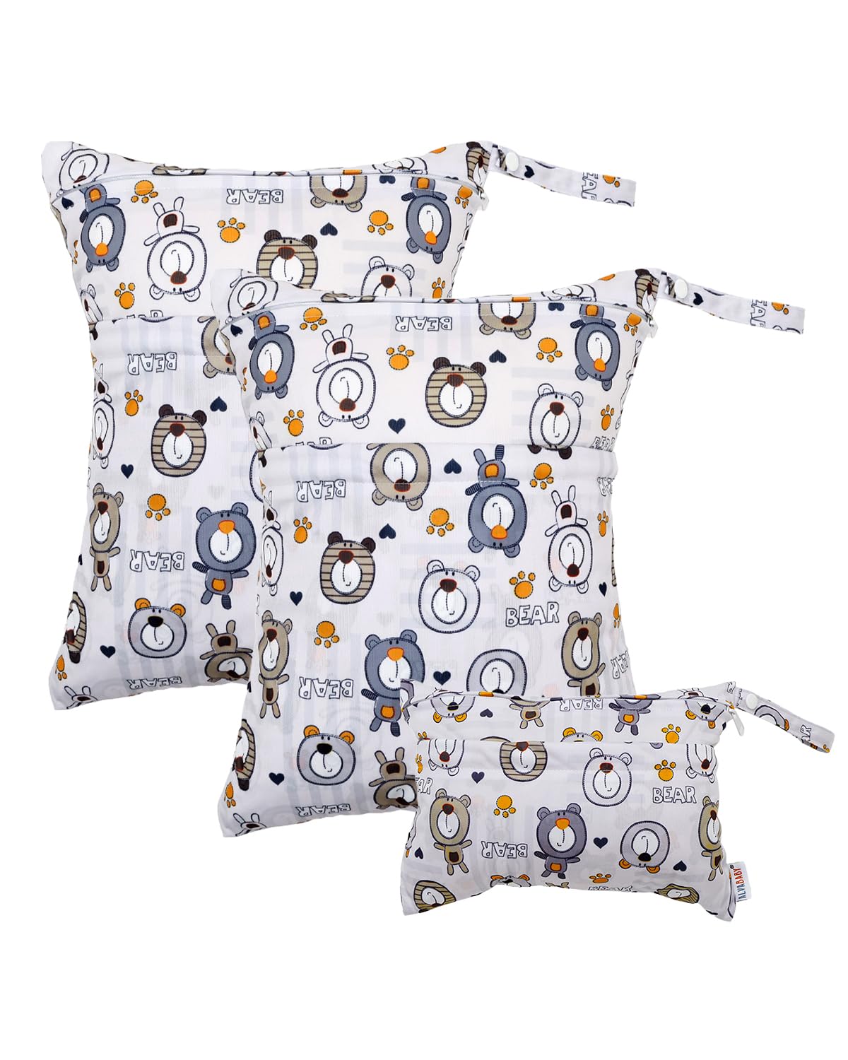 ALVA 2pcs Cloth Diaper Wet Dry Bags Waterproof Reusable with Two Zippered Pockets Travel Beach Pool Daycare Soiled Baby Items Yoga Gym Bag for Swimsuits or Wet Clothes L-B1929
