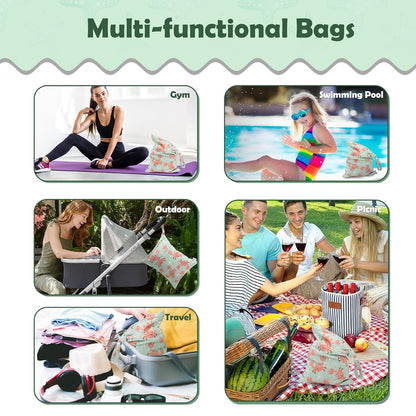 ALVA 2pcs Cloth Diaper Wet Dry Bags Waterproof Reusable with Two Zippered Pockets Travel Beach Pool Daycare Soiled Baby Items Yoga Gym Bag for Swimsuits or Wet Clothes L-B1929