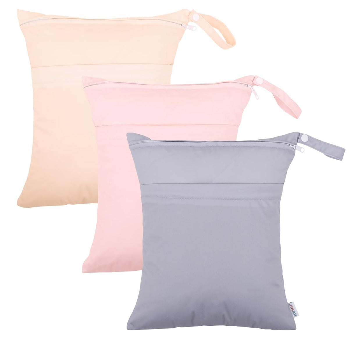 ALVA 2pcs Cloth Diaper Wet Dry Bags Waterproof Reusable with Two Zippered Pockets Travel Beach Pool Daycare Soiled Baby Items Yoga Gym Bag for Swimsuits or Wet Clothes L-B1929