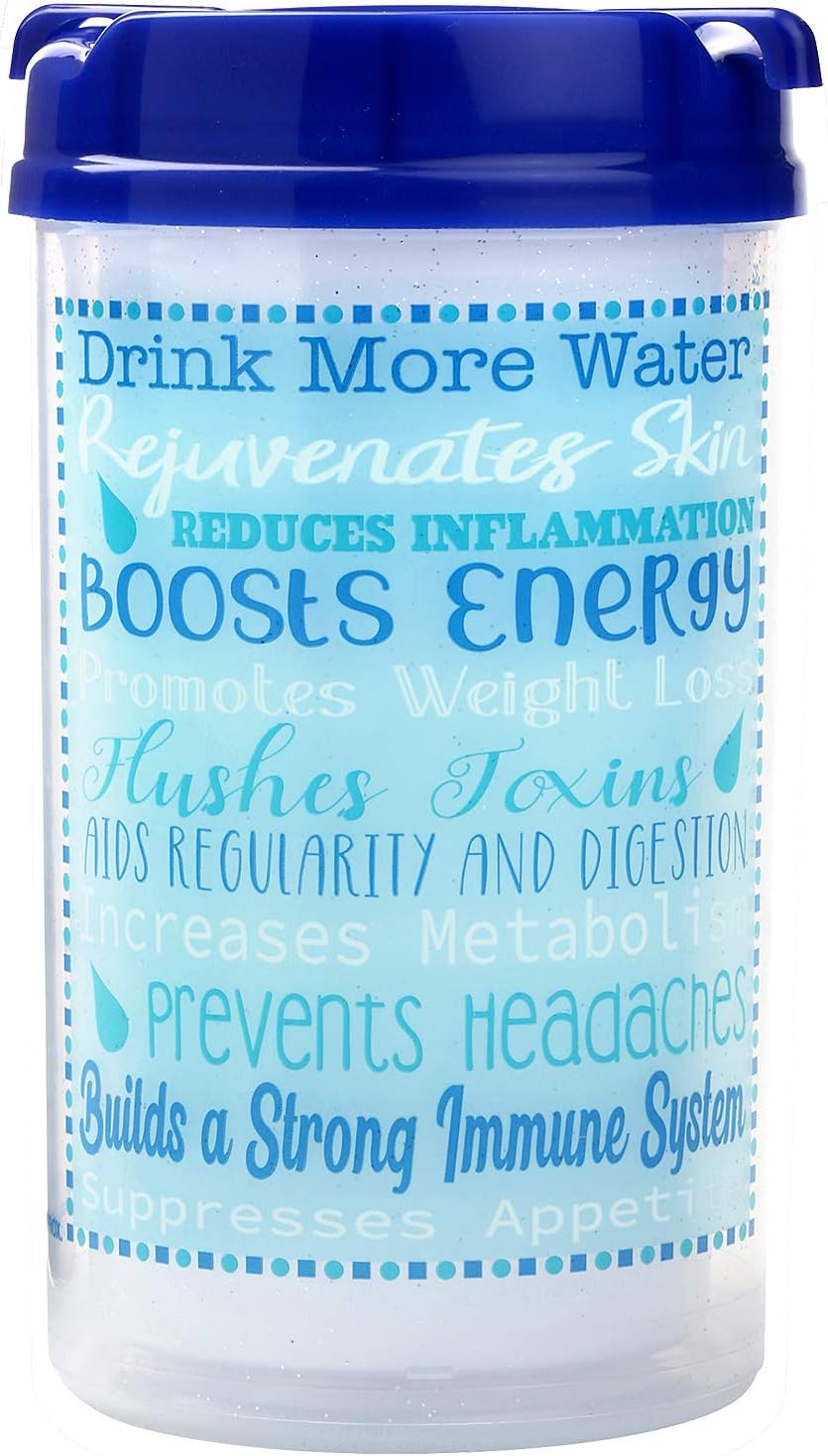 Hospital Cup with Lid and Straw with Measurement Lines for Tracking, Blue | 32 oz Water Mug with Handle, Hospital Water Bottle, Bedside Pitcher Jug, Insulated Mug