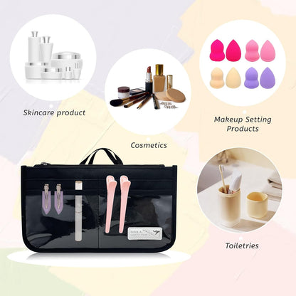 Bag Organizer Insert for Women, 13 Pockets Purse Organizer Insert for Tote, Bag Organizer Handle Large Capacity (Pink)
