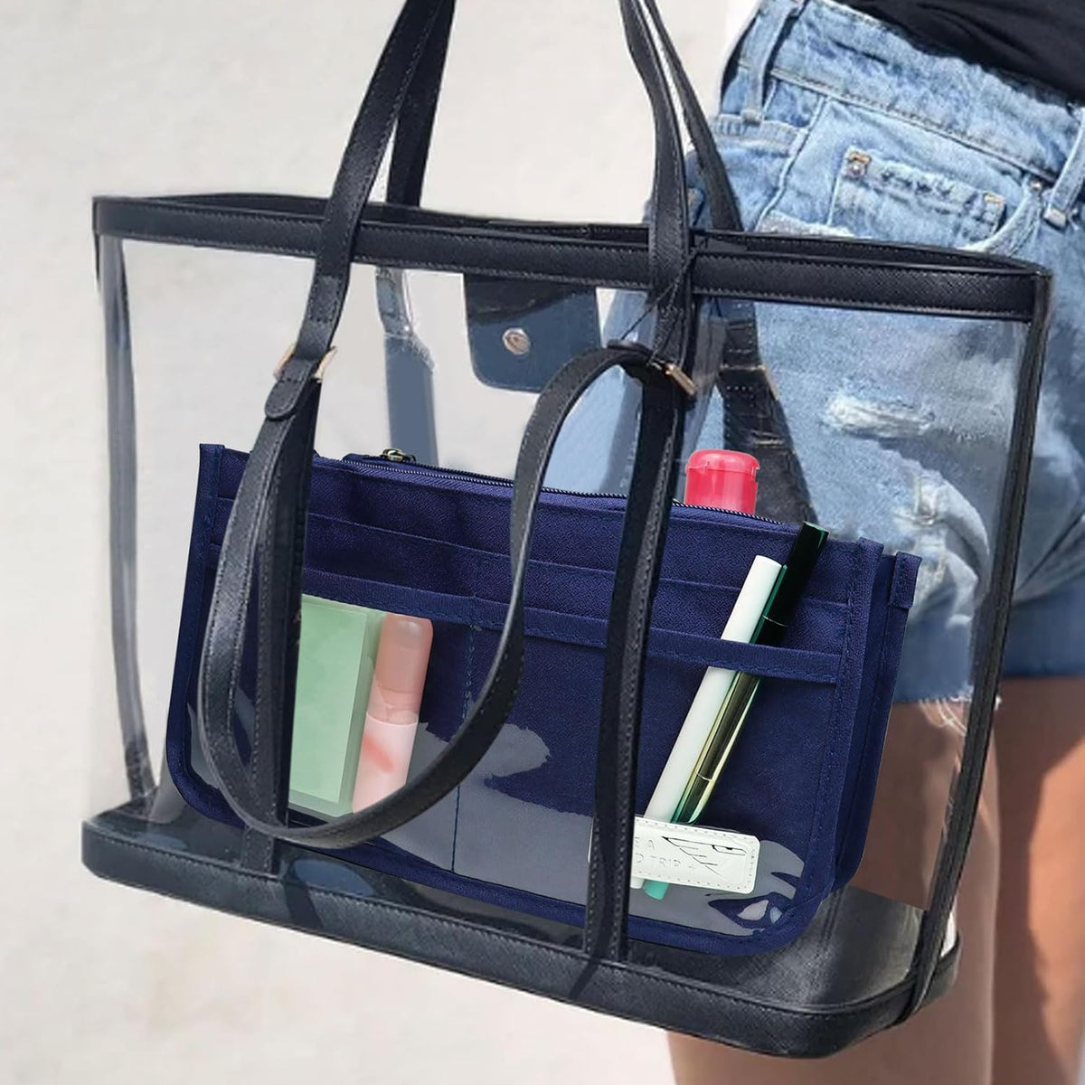 Bag Organizer Insert for Women, 13 Pockets Purse Organizer Insert for Tote, Bag Organizer Handle Large Capacity (Pink)