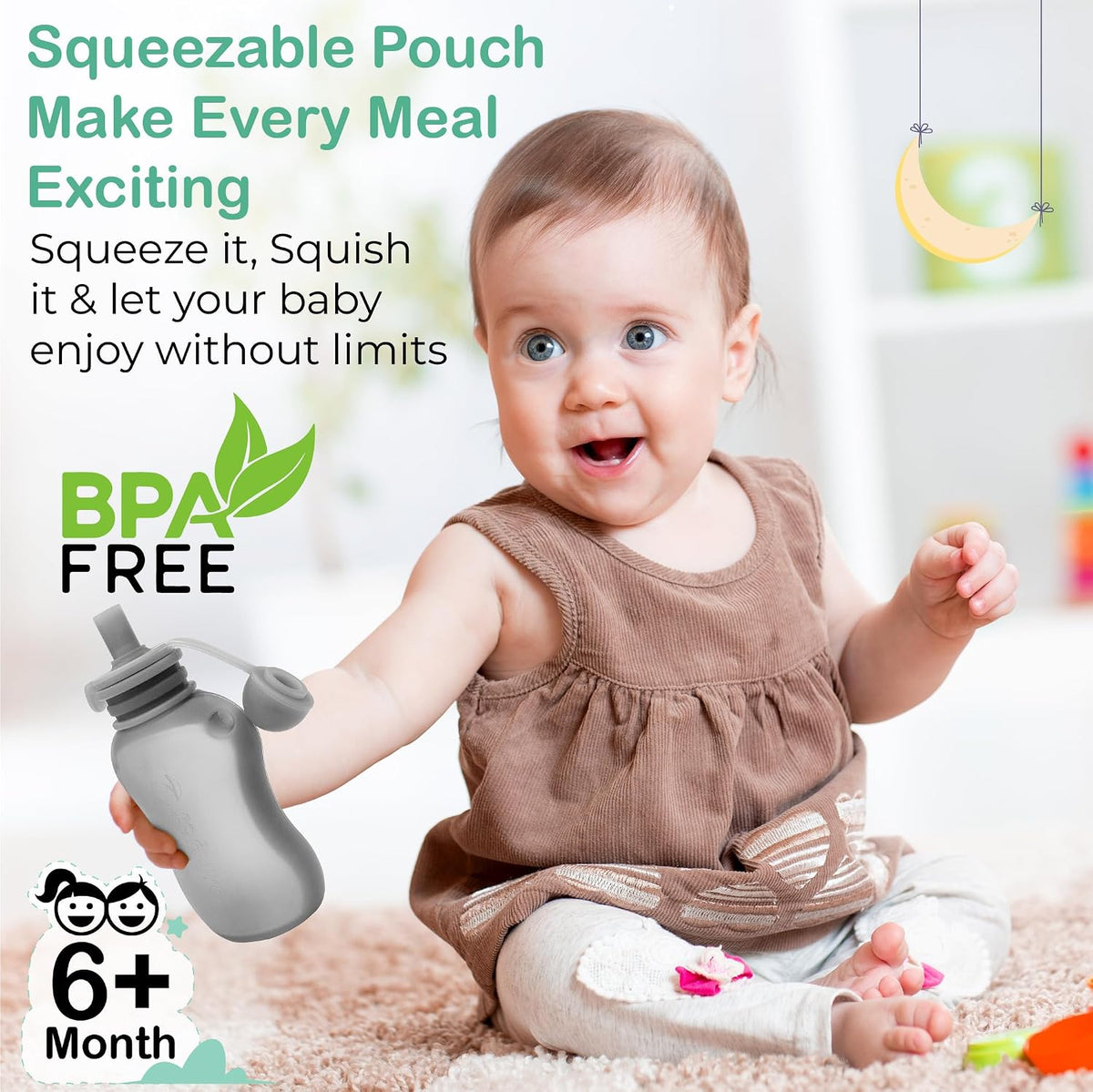 Silicone Reusable Baby Food Pouches: BPA-Free and Eco-Friendly, Baby Food Pouches Refillable for Feeding Essentials, 5 oz Reusable Pouches for Toddlers and Babies (3-Pack)