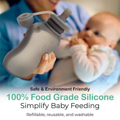 Silicone Reusable Baby Food Pouches: BPA-Free and Eco-Friendly, Baby Food Pouches Refillable for Feeding Essentials, 5 oz Reusable Pouches for Toddlers and Babies (3-Pack)
