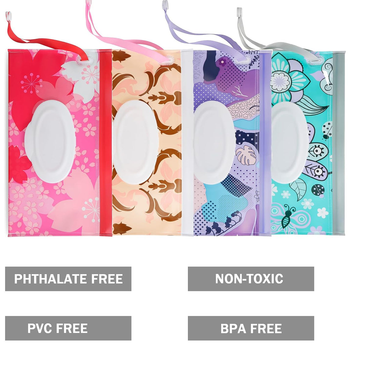 4 Pack Baby Wipe Dispenser, Portable Wipe Holder Refillable Baby Wipes Container Wet Wipe Pouch or outings and Travel