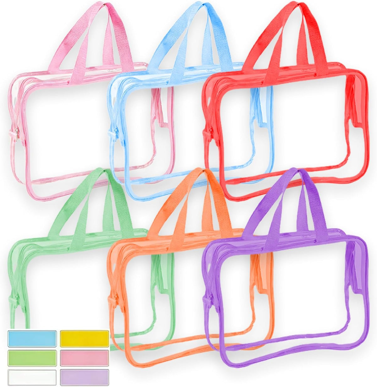 6PCS Toy Storage Bags, Clear Waterproof Toy Organizer Bags with Labels, Suitable for Storing Building Blocks, Puzzles, Stationery, and Books (6PCS Black XL: 13.8 * 9.25 * 6.9Inch)