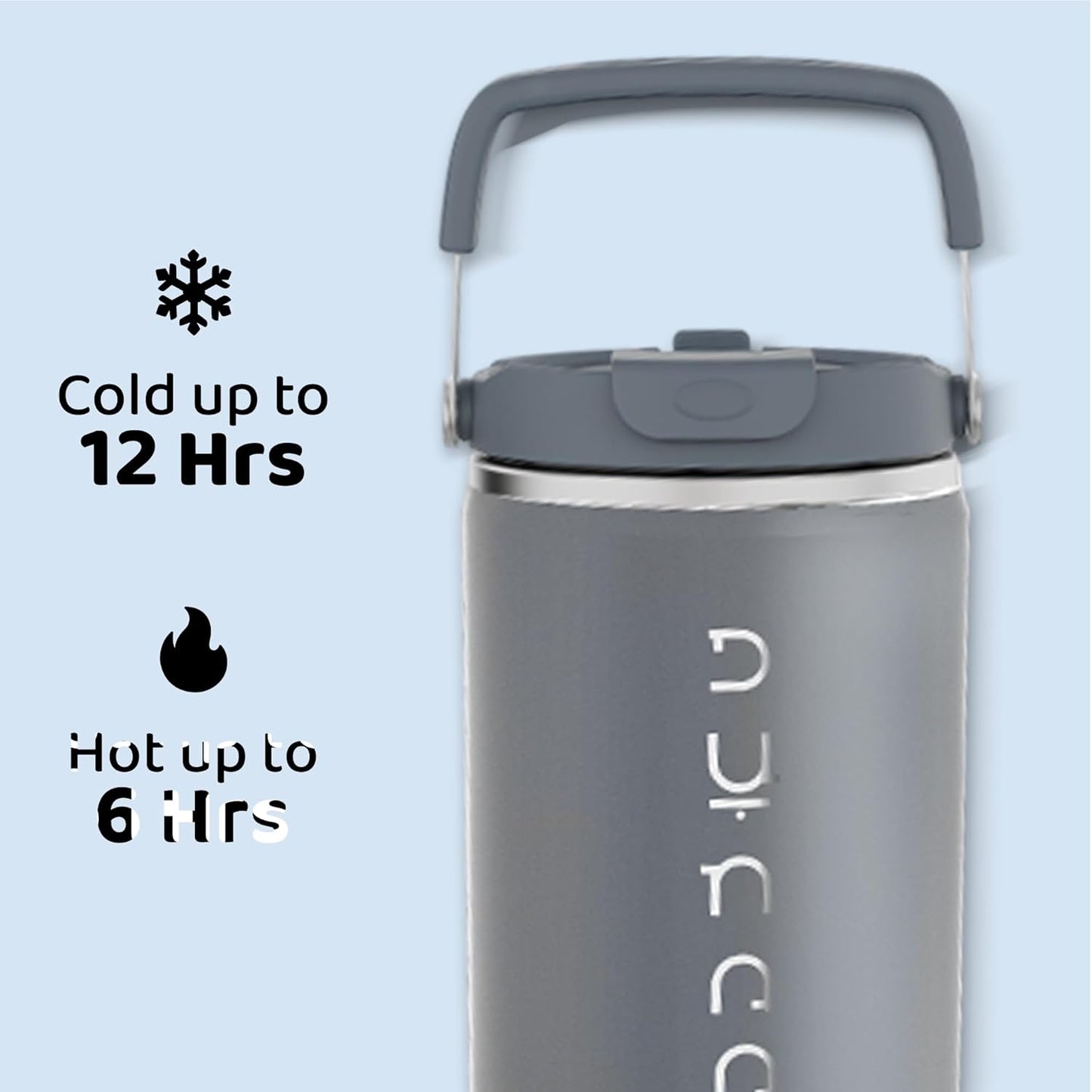 40 oz Insulated Tumbler with Handle & Straw | Grey Stainless Steel Vacuum Insulated Travel Mug with Lid, Leakproof & BPA-Free, Keeps Drinks Cold for 12 Hours and Hot for 6 Hours