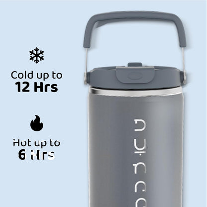 40 oz Insulated Tumbler with Handle & Straw | Grey Stainless Steel Vacuum Insulated Travel Mug with Lid, Leakproof & BPA-Free, Keeps Drinks Cold for 12 Hours and Hot for 6 Hours