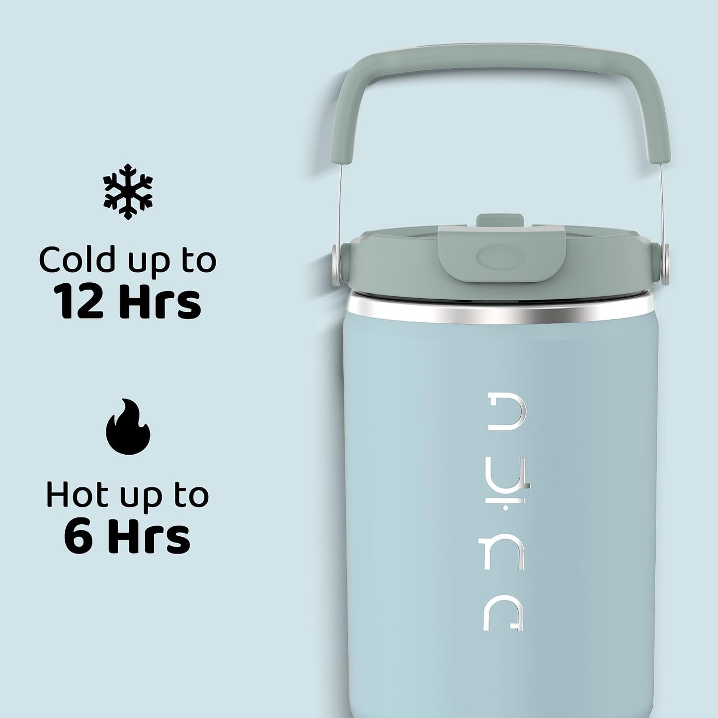 40 oz Insulated Tumbler with Handle & Straw | Grey Stainless Steel Vacuum Insulated Travel Mug with Lid, Leakproof & BPA-Free, Keeps Drinks Cold for 12 Hours and Hot for 6 Hours