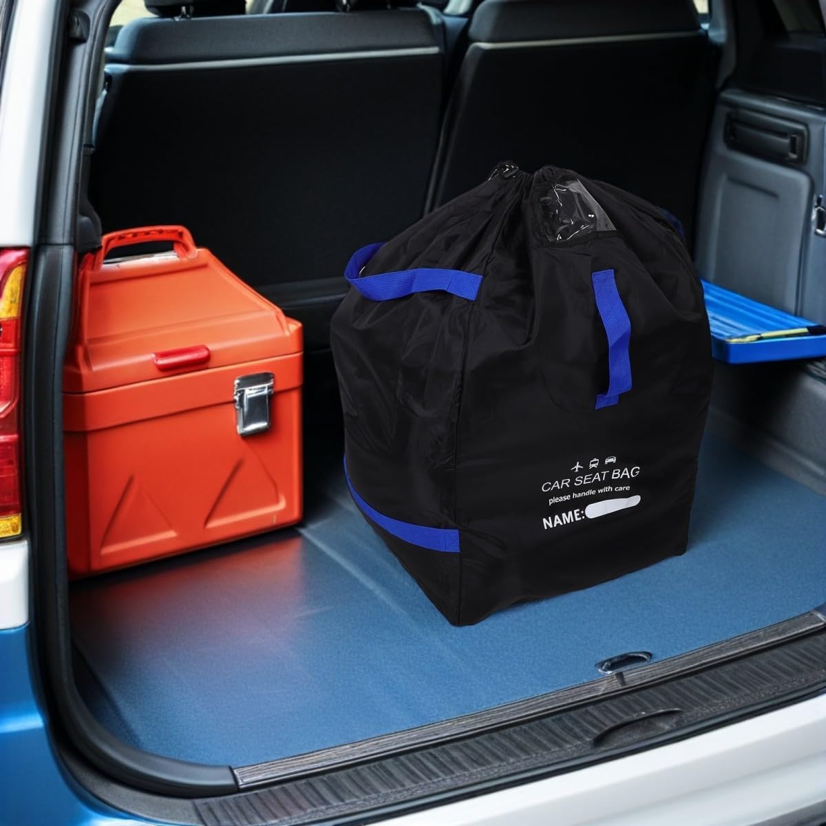 Portable Car Seat Travel Bag for Airplane with Adjustable Backpack Strap Made of Wear Resistant Oxford Cloth, for Airport Flights and Family Trips
