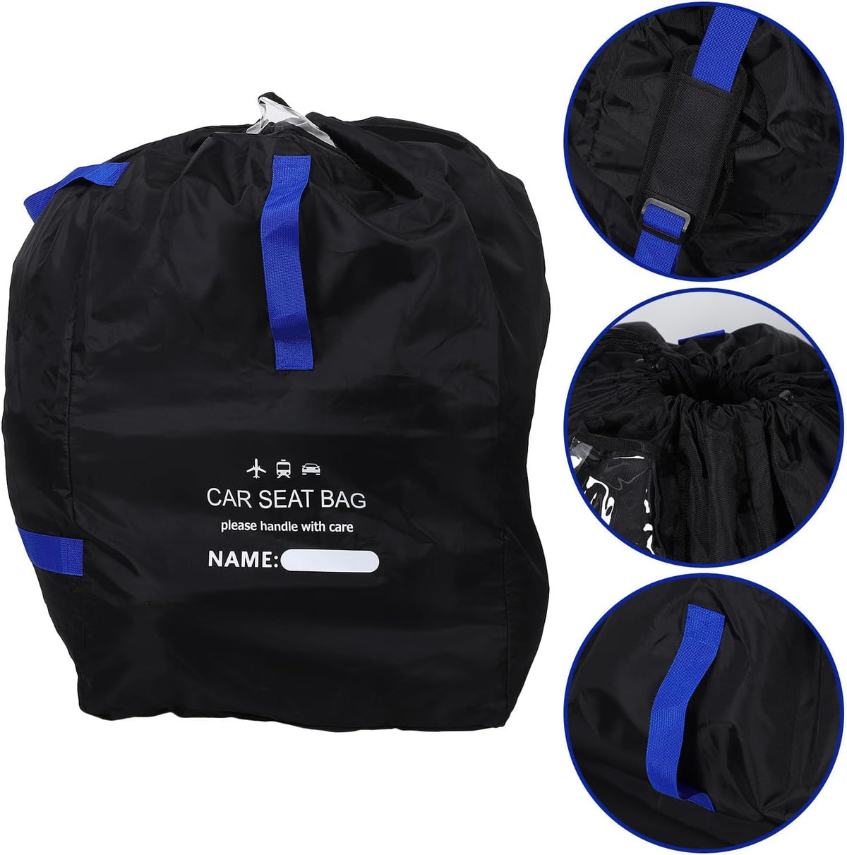 Portable Car Seat Travel Bag for Airplane with Adjustable Backpack Strap Made of Wear Resistant Oxford Cloth, for Airport Flights and Family Trips