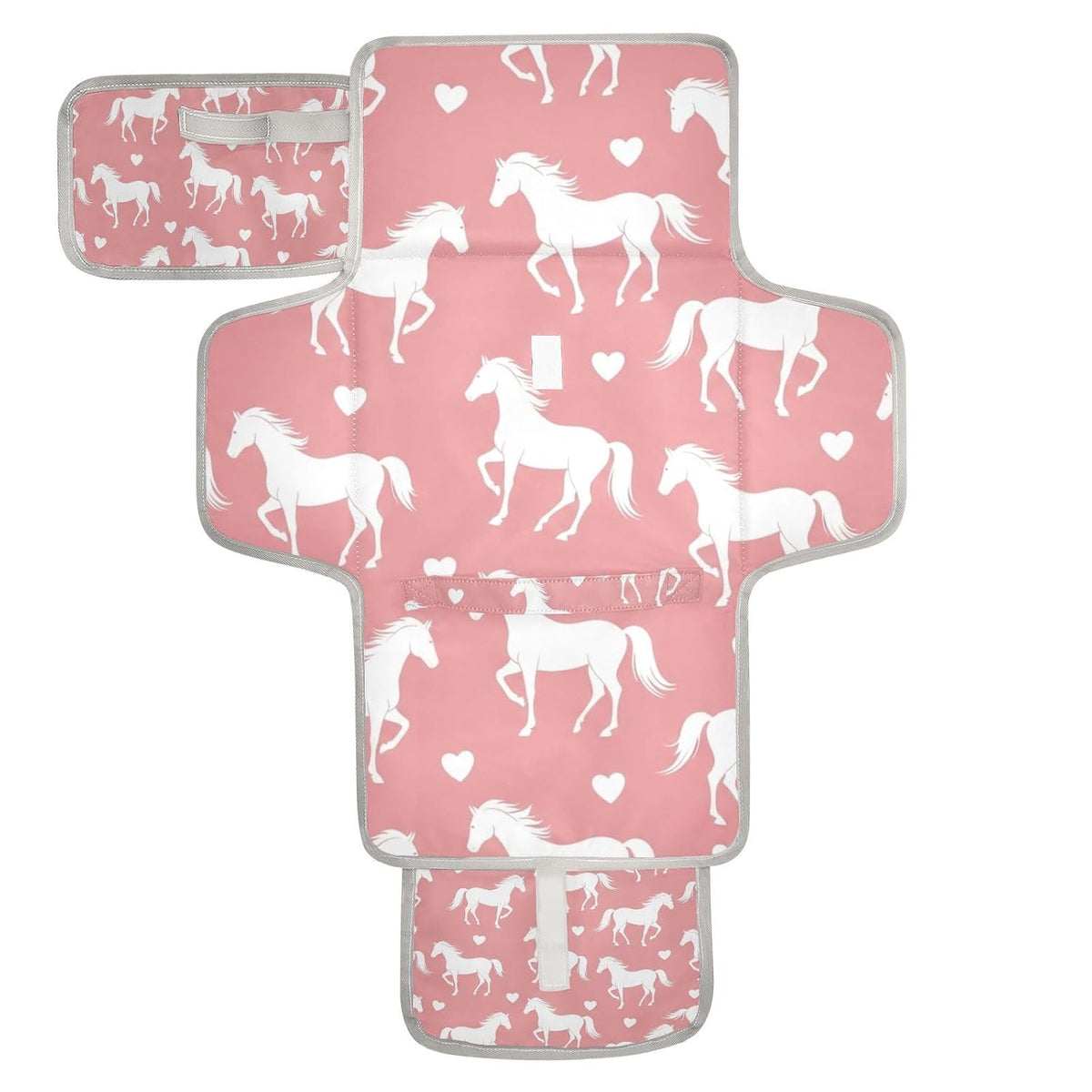 Horses Hearts Pattern Portable Diaper Changing Pad for Walks