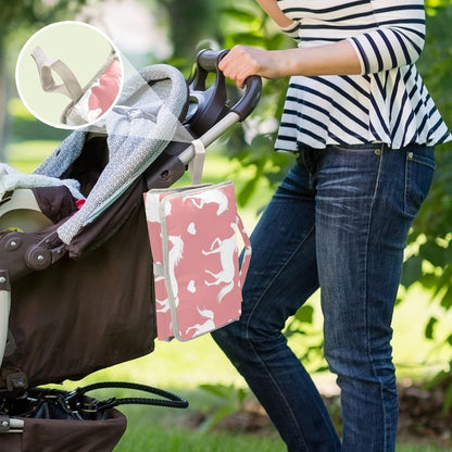 Horses Hearts Pattern Portable Diaper Changing Pad for Walks