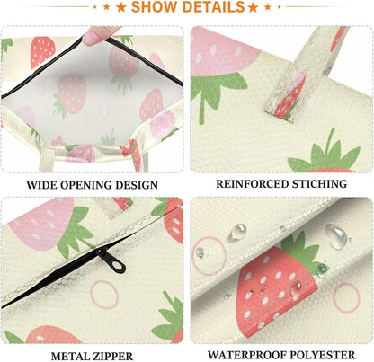 Strawberries Flowers Waterproof Travel Laundry Bag Easy Care Pack of 2