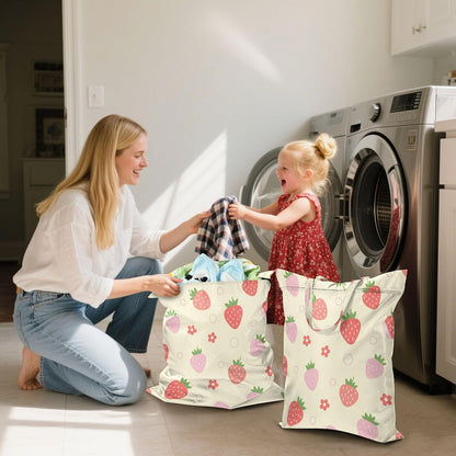 Strawberries Flowers Waterproof Travel Laundry Bag Easy Care Pack of 2