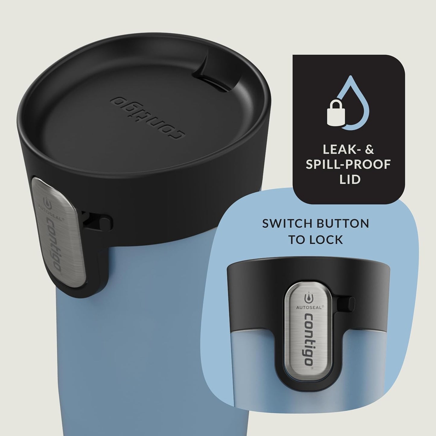 AUTOSEAL West Loop Vacuum-Insulated Stainless Steel Travel Mug with Easy-Clean Lid 16 oz