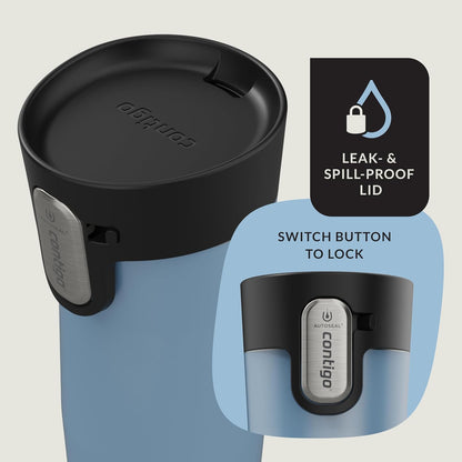 AUTOSEAL West Loop Vacuum-Insulated Stainless Steel Travel Mug with Easy-Clean Lid 16 oz