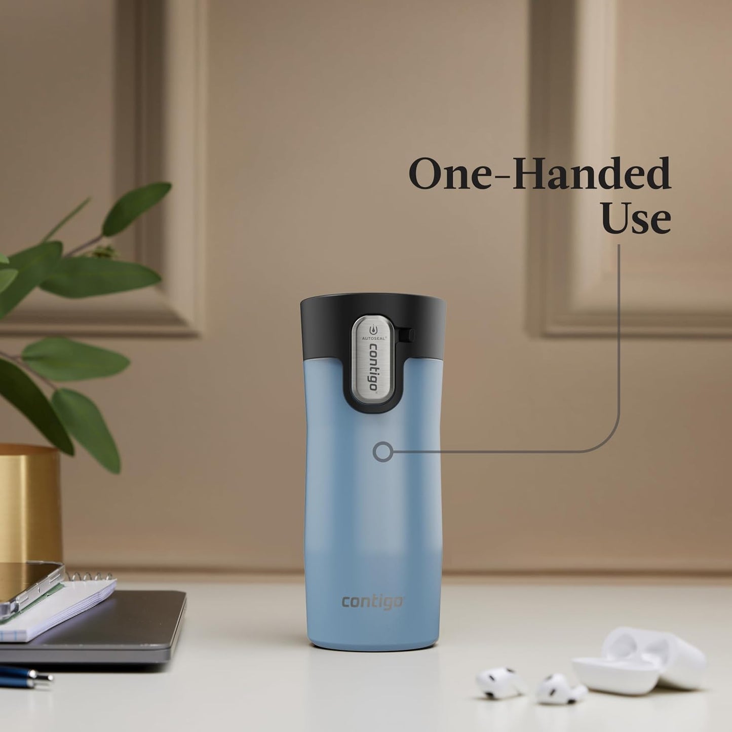 AUTOSEAL West Loop Vacuum-Insulated Stainless Steel Travel Mug with Easy-Clean Lid 16 oz