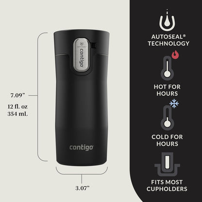 AUTOSEAL West Loop Vacuum-Insulated Stainless Steel Travel Mug with Easy-Clean Lid 16 oz