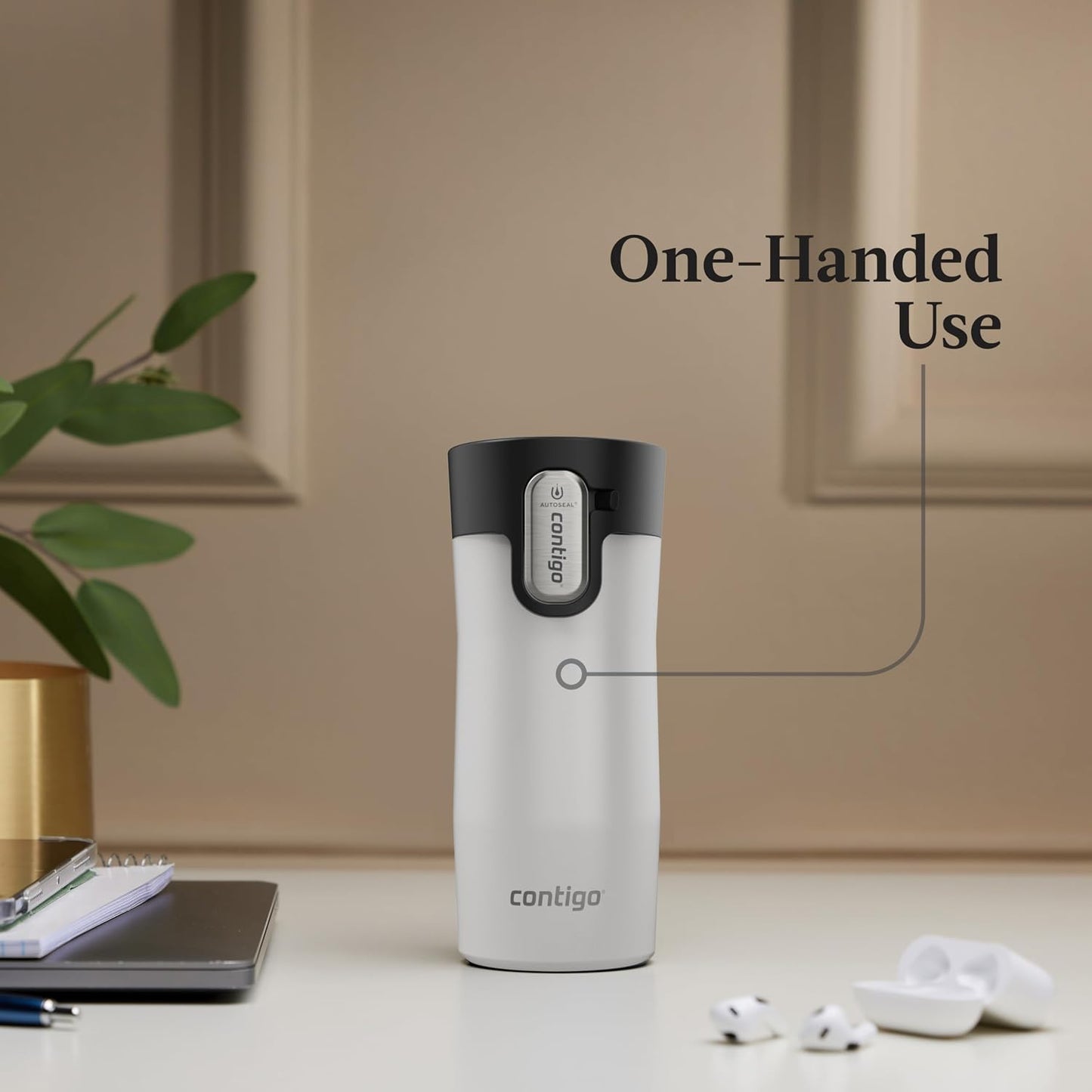 AUTOSEAL West Loop Vacuum-Insulated Stainless Steel Travel Mug with Easy-Clean Lid 16 oz