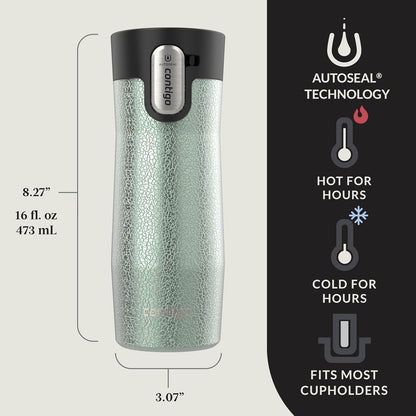 AUTOSEAL West Loop Vacuum-Insulated Stainless Steel Travel Mug with Easy-Clean Lid 16 oz