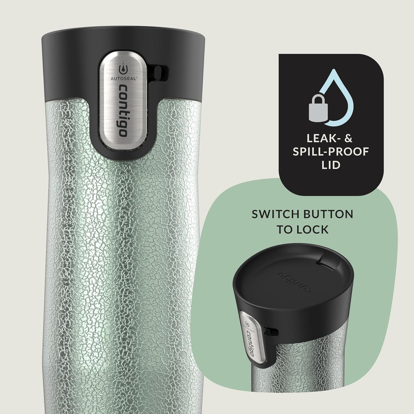 AUTOSEAL West Loop Vacuum-Insulated Stainless Steel Travel Mug with Easy-Clean Lid 16 oz