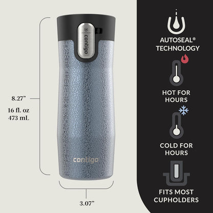 AUTOSEAL West Loop Vacuum-Insulated Stainless Steel Travel Mug with Easy-Clean Lid 16 oz