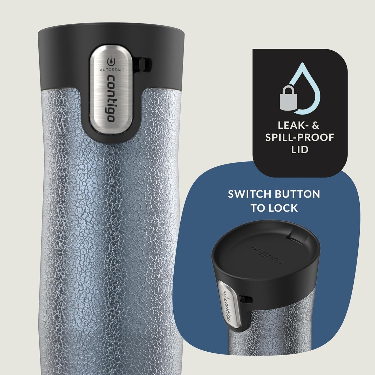AUTOSEAL West Loop Vacuum-Insulated Stainless Steel Travel Mug with Easy-Clean Lid 16 oz
