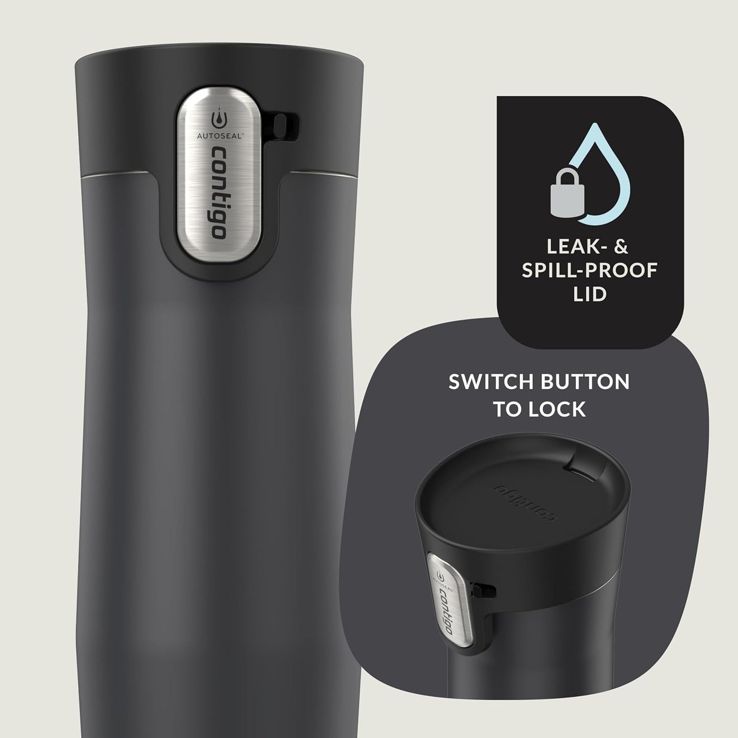 AUTOSEAL West Loop Vacuum-Insulated Stainless Steel Travel Mug with Easy-Clean Lid 16 oz