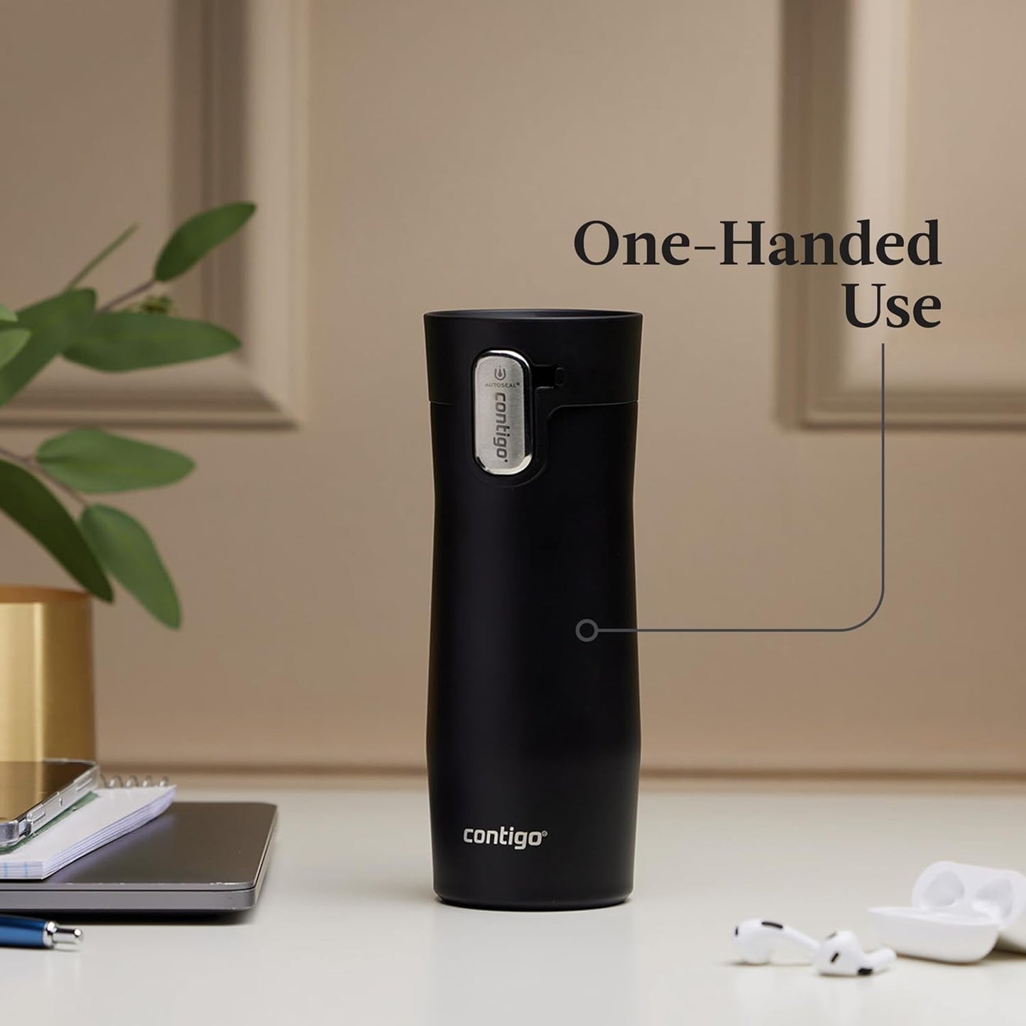 AUTOSEAL West Loop Vacuum-Insulated Stainless Steel Travel Mug with Easy-Clean Lid 16 oz