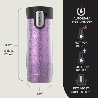 AUTOSEAL West Loop Vacuum-Insulated Stainless Steel Travel Mug with Easy-Clean Lid 16 oz