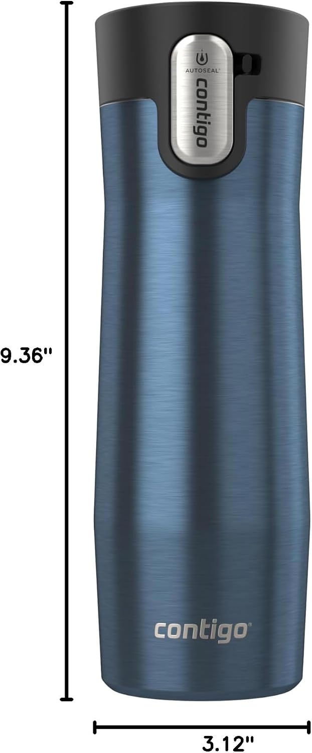 AUTOSEAL West Loop Vacuum-Insulated Stainless Steel Travel Mug with Easy-Clean Lid 16 oz