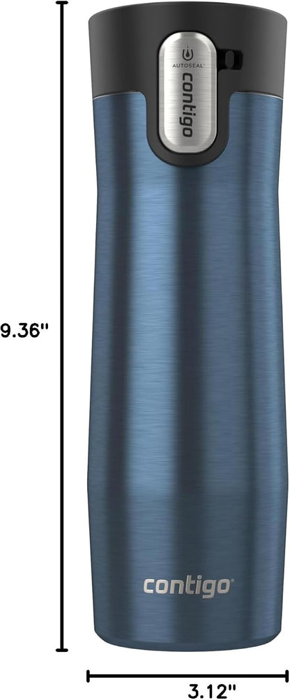 AUTOSEAL West Loop Vacuum-Insulated Stainless Steel Travel Mug with Easy-Clean Lid 16 oz