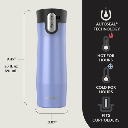 AUTOSEAL West Loop Vacuum-Insulated Stainless Steel Travel Mug with Easy-Clean Lid 16 oz