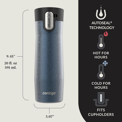 AUTOSEAL West Loop Vacuum-Insulated Stainless Steel Travel Mug with Easy-Clean Lid 16 oz