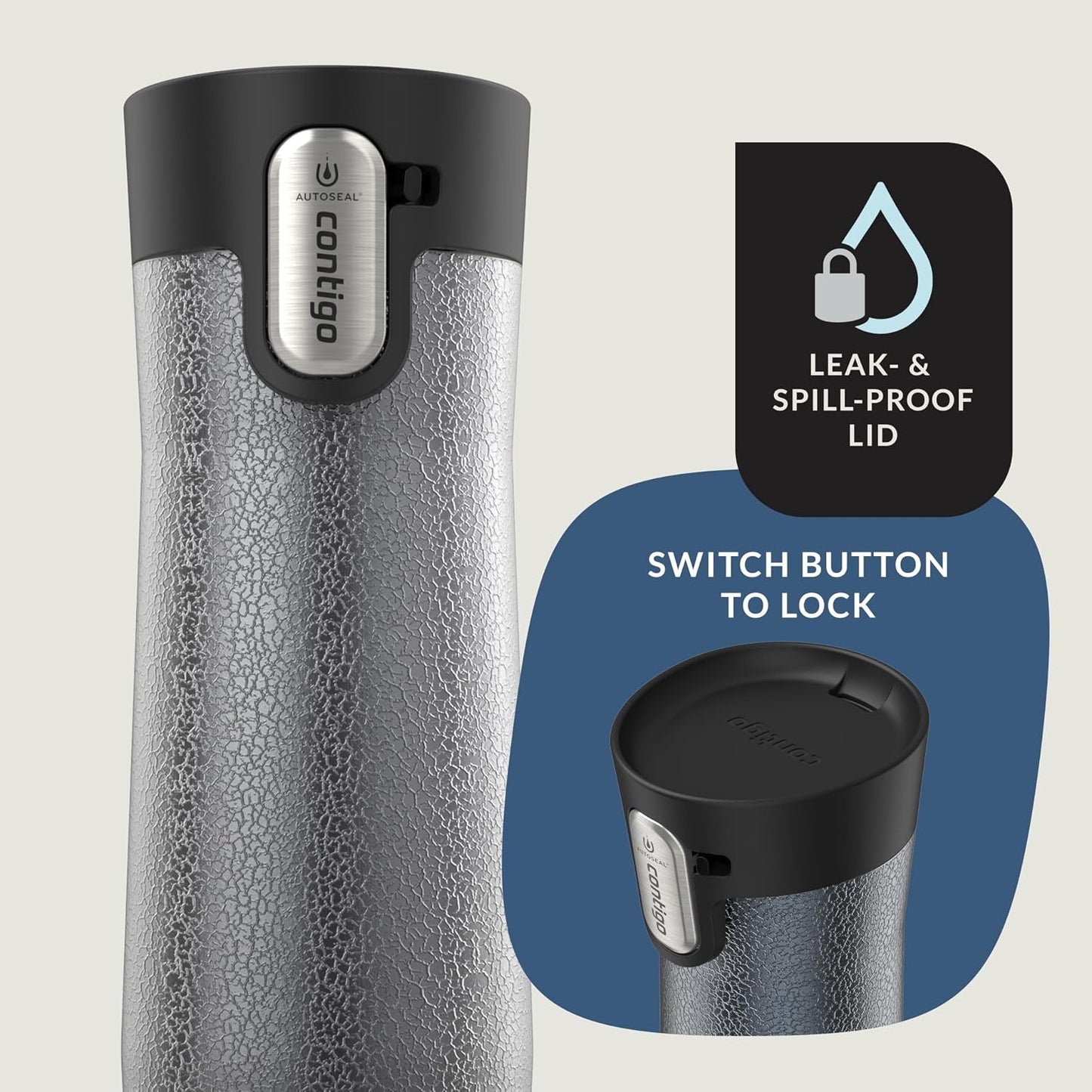 AUTOSEAL West Loop Vacuum-Insulated Stainless Steel Travel Mug with Easy-Clean Lid 16 oz