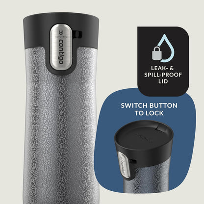 AUTOSEAL West Loop Vacuum-Insulated Stainless Steel Travel Mug with Easy-Clean Lid 16 oz