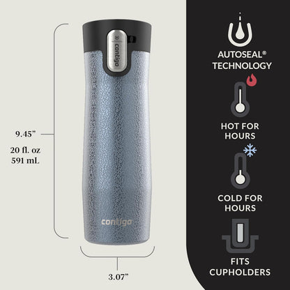 AUTOSEAL West Loop Vacuum-Insulated Stainless Steel Travel Mug with Easy-Clean Lid 16 oz