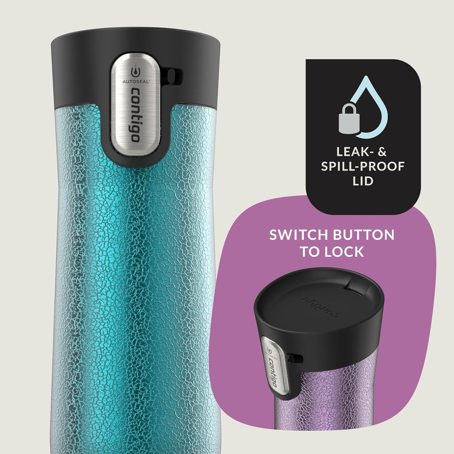 AUTOSEAL West Loop Vacuum-Insulated Stainless Steel Travel Mug with Easy-Clean Lid 16 oz