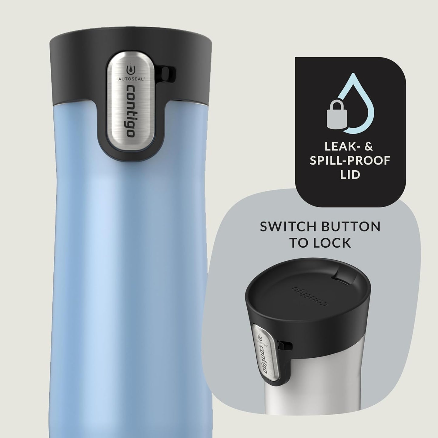AUTOSEAL West Loop Vacuum-Insulated Stainless Steel Travel Mug with Easy-Clean Lid 16 oz