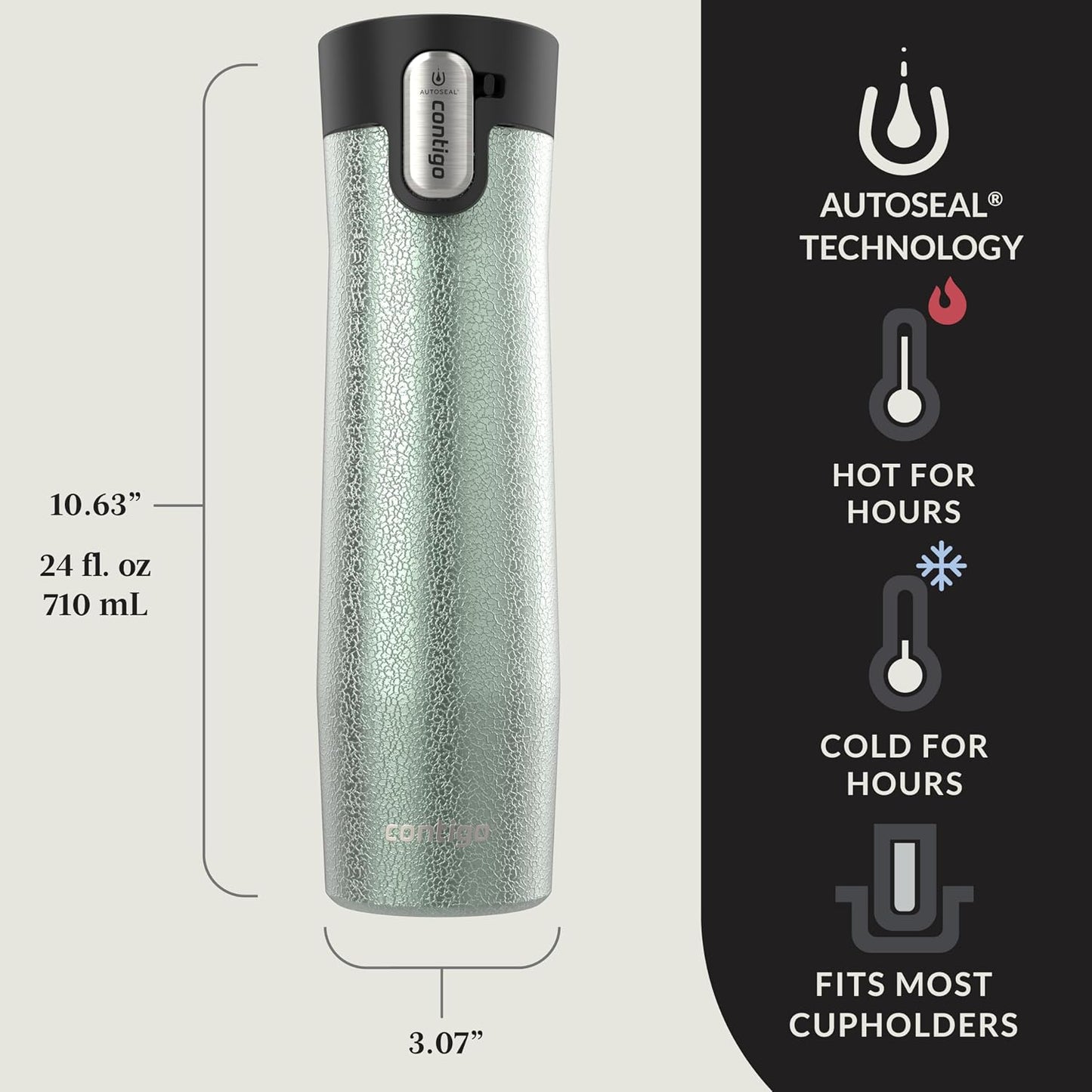 AUTOSEAL West Loop Vacuum-Insulated Stainless Steel Travel Mug with Easy-Clean Lid 16 oz