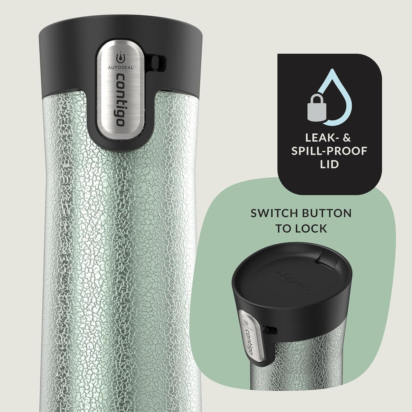 AUTOSEAL West Loop Vacuum-Insulated Stainless Steel Travel Mug with Easy-Clean Lid 16 oz