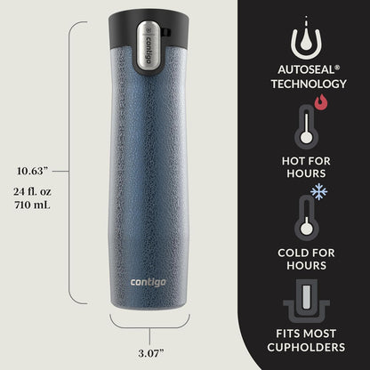 AUTOSEAL West Loop Vacuum-Insulated Stainless Steel Travel Mug with Easy-Clean Lid 16 oz