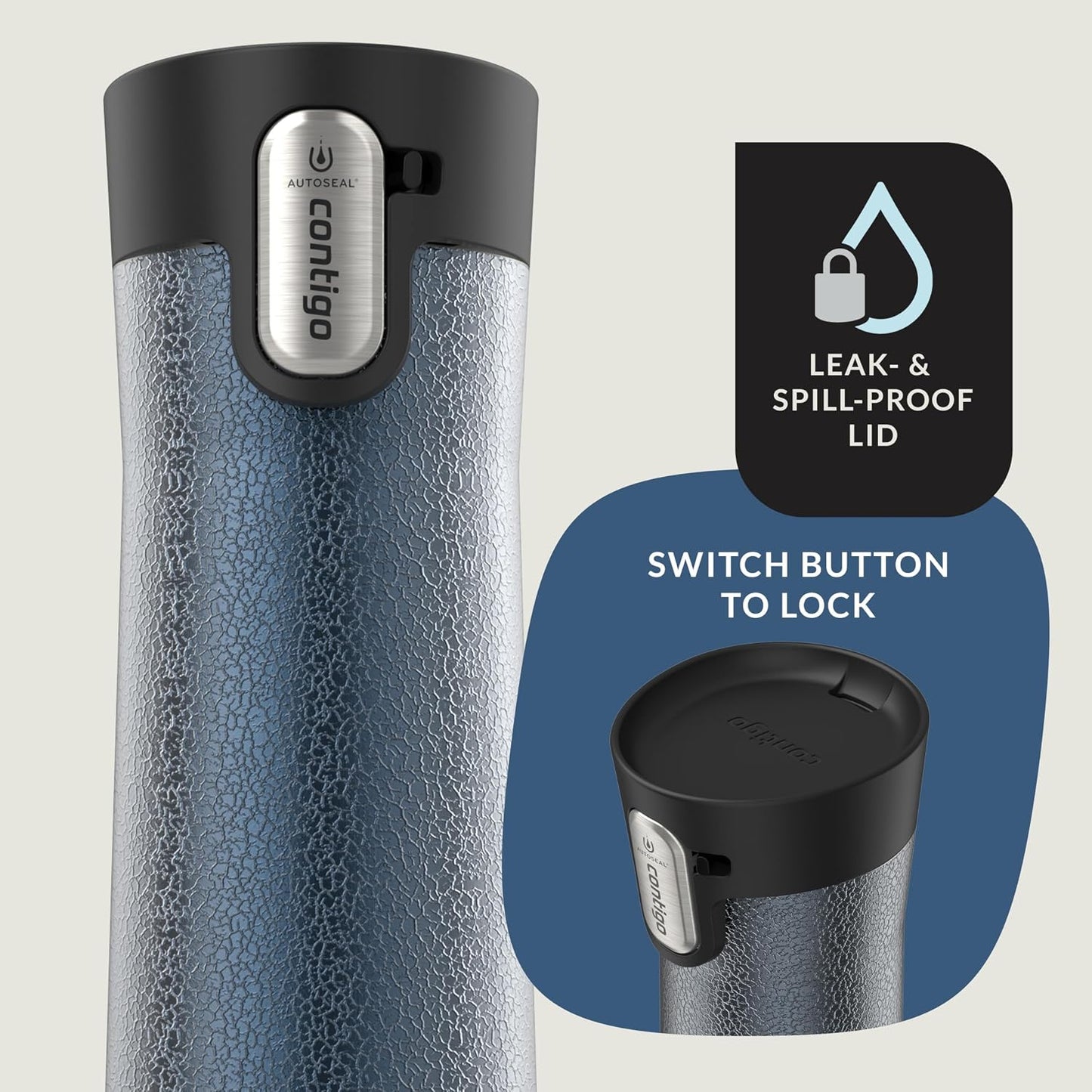 AUTOSEAL West Loop Vacuum-Insulated Stainless Steel Travel Mug with Easy-Clean Lid 16 oz