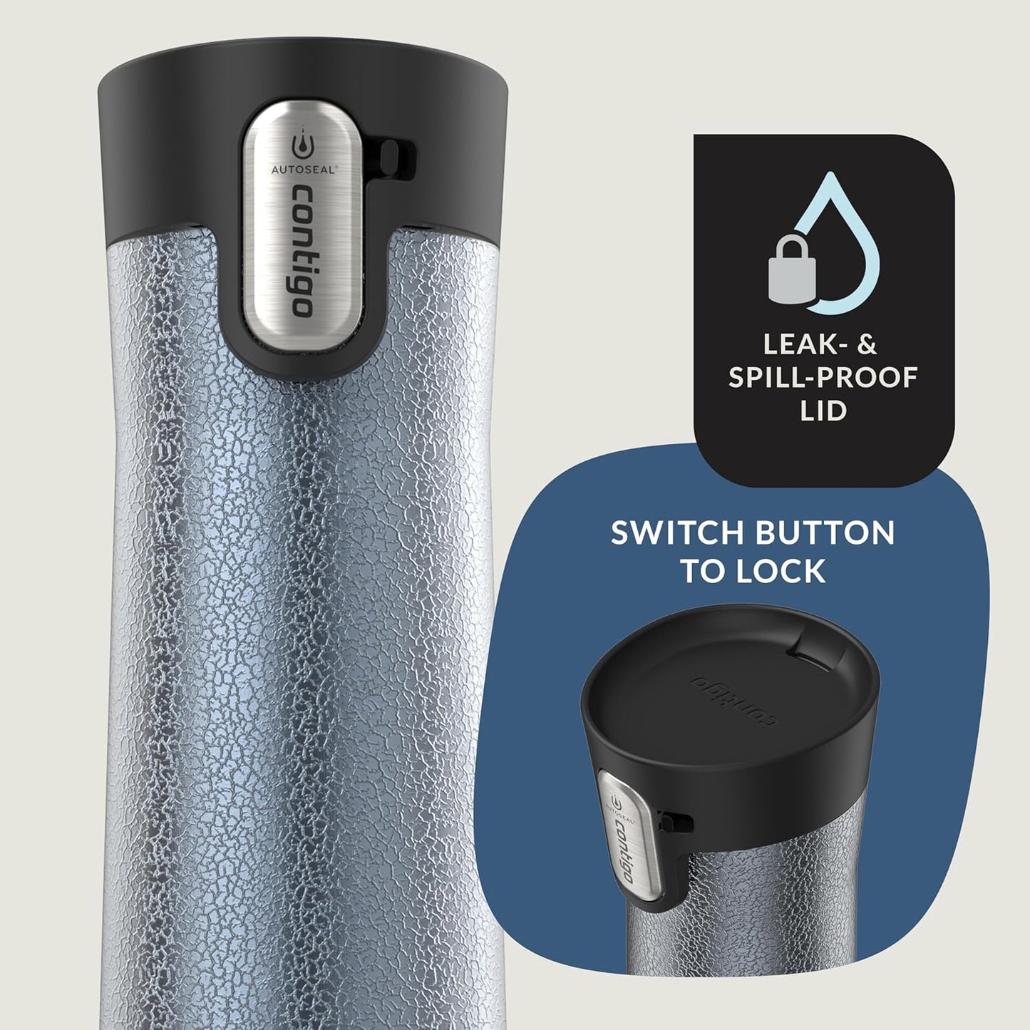 AUTOSEAL West Loop Vacuum-Insulated Stainless Steel Travel Mug with Easy-Clean Lid 16 oz