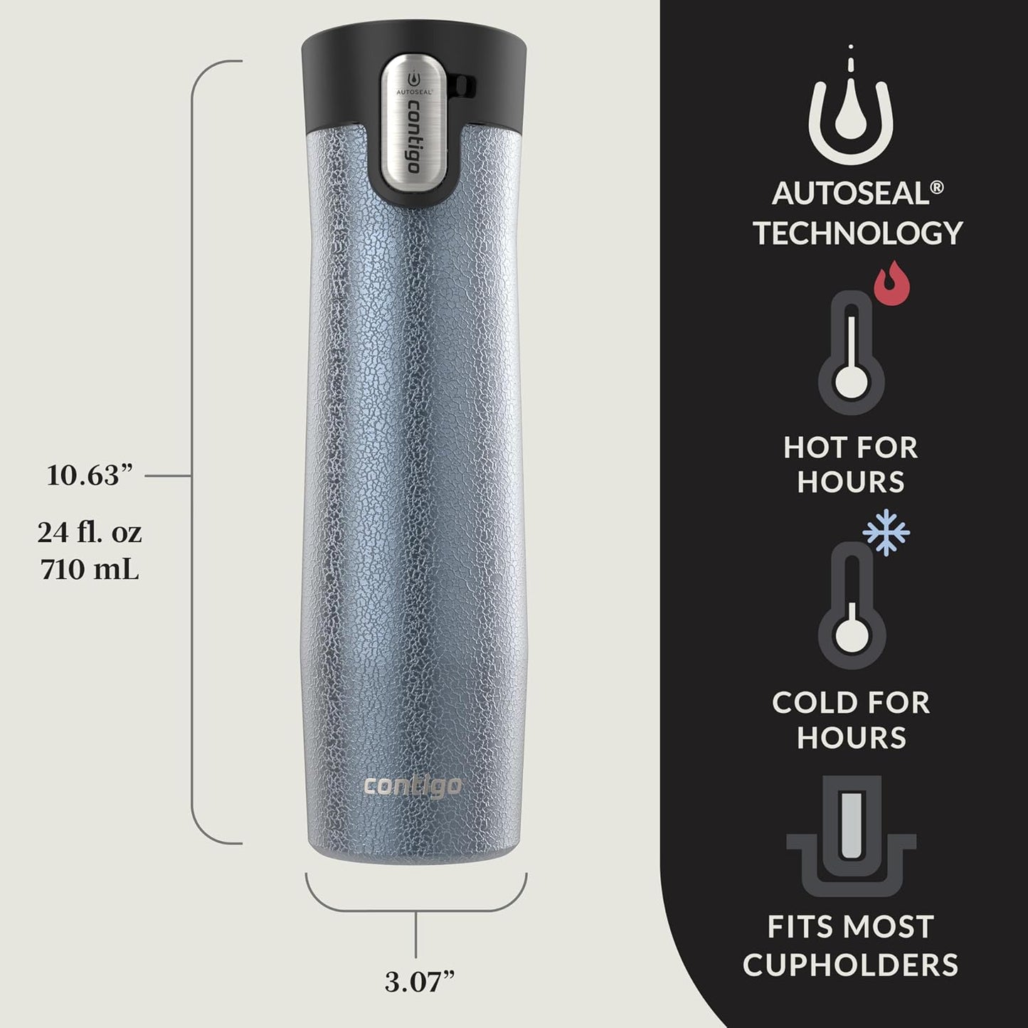 AUTOSEAL West Loop Vacuum-Insulated Stainless Steel Travel Mug with Easy-Clean Lid 16 oz
