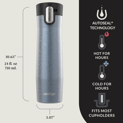 AUTOSEAL West Loop Vacuum-Insulated Stainless Steel Travel Mug with Easy-Clean Lid 16 oz