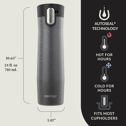 AUTOSEAL West Loop Vacuum-Insulated Stainless Steel Travel Mug with Easy-Clean Lid 16 oz