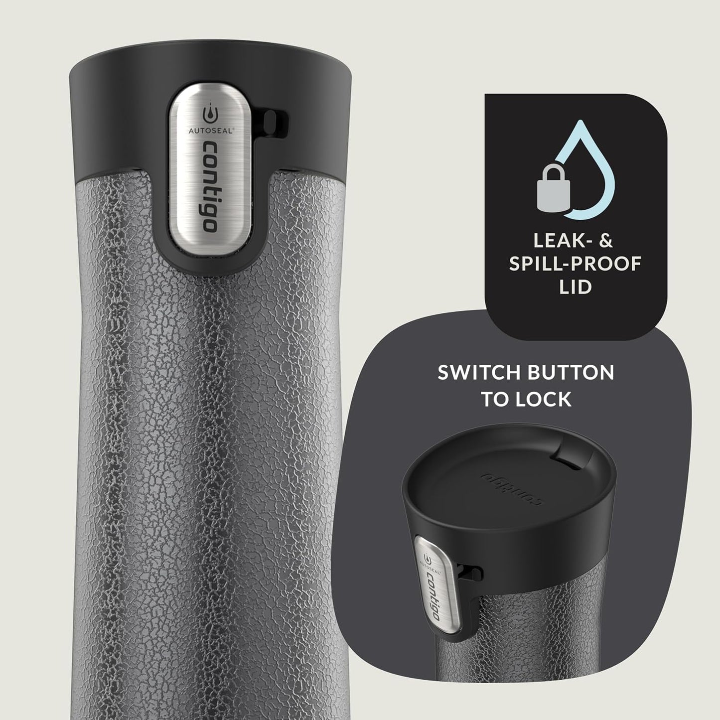 AUTOSEAL West Loop Vacuum-Insulated Stainless Steel Travel Mug with Easy-Clean Lid 16 oz